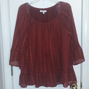 EUC Rustic 3/4 slv Blouse